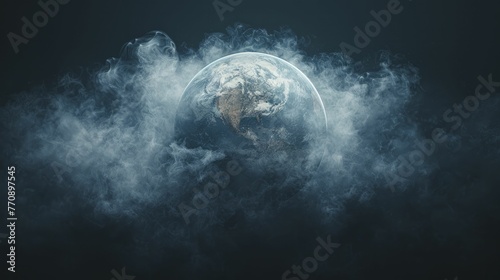 The obscured world globe hints at the pervasive impact of smoking across nations, shrouded in darkness. photo