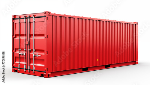shipping container on transparent background, Red cargo container, shipping and transportation concept