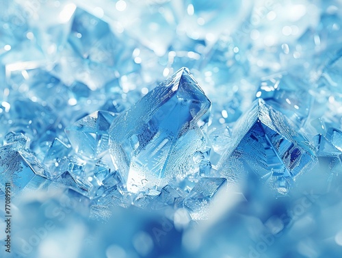 Icy crystal texture, closeup, cool blue tones, sharp detail for a chilly abstract wallpaper , octane render © Picart