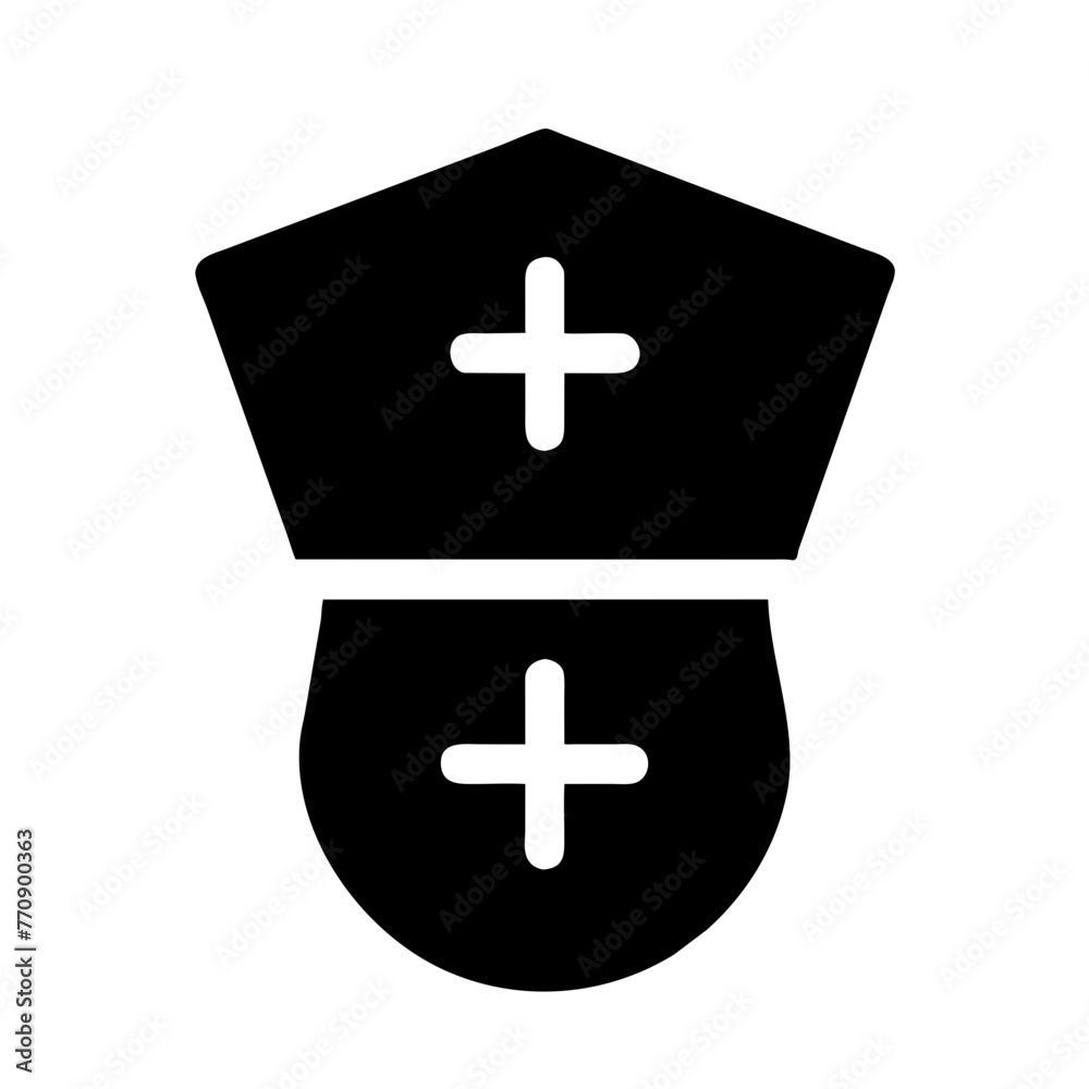 Obraz premium nurse cap vector silhouette illustration icon.