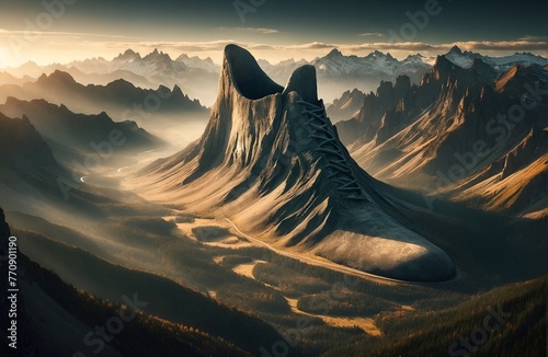 a mountain that remarkably resembles a giant shoe photo