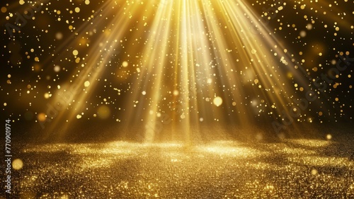 Sparkling golden dust with light rays - An enchanting visual of golden dust particles and radiant light rays for a festive and magical look