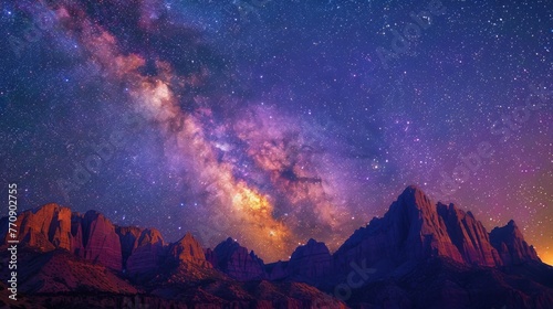 milky way over the mountains at night