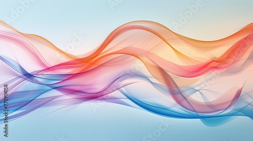 Abstract multicolor wave design on a light background. Digital graphic wallpaper with space for text