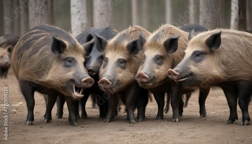 a-boar-with-a-group-of-other-boars-socializing-an- 2 © Kavin