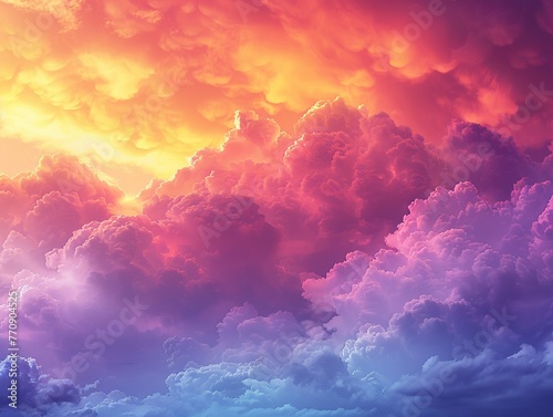 Sunset gradient, abstract clouds, birds eye view, rich warm colors for soothing wallpaper , cinematic