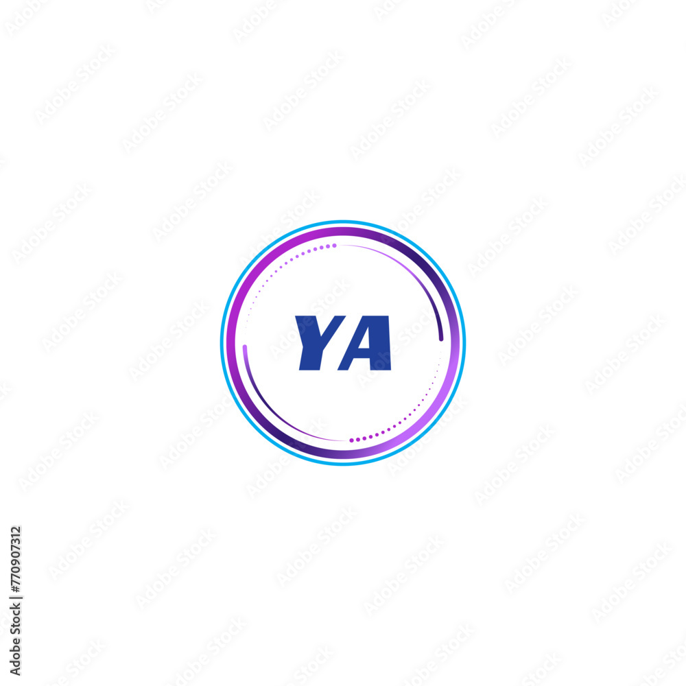 YA creative initial letter flat monogram logo design with White background.Vector logo modern alphabet gradient color frame style. YA creative initial letter flat monogram logo design with White background.Vector logo modern alphabet gradient color frame style.