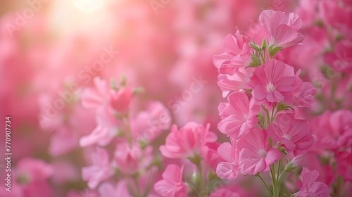  A field of pink flowers, blooming under the sun's radiant shine