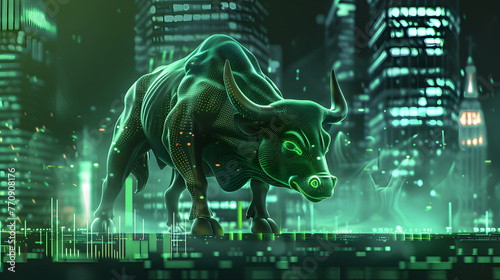 Bull run or bullish market trend in crypto currency or stocks. Trade exchange background © Jan