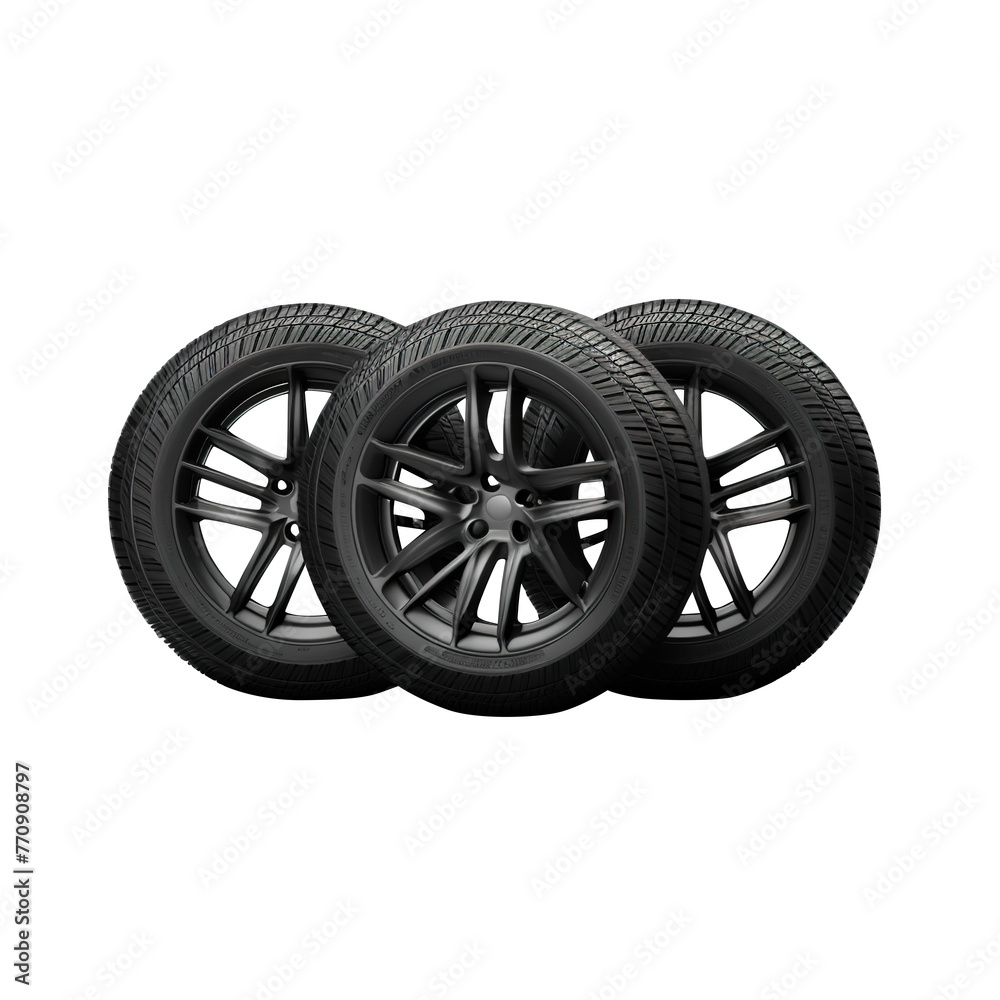 car wheel isolated on transparent background, clipping pat, png, 