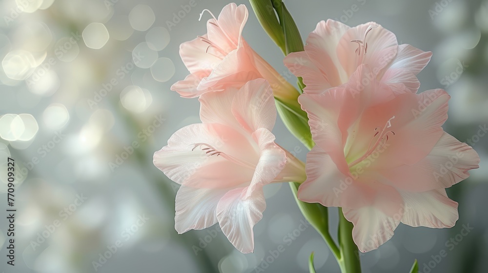   A tight shot of a pink bloom against a background of twinkling lights