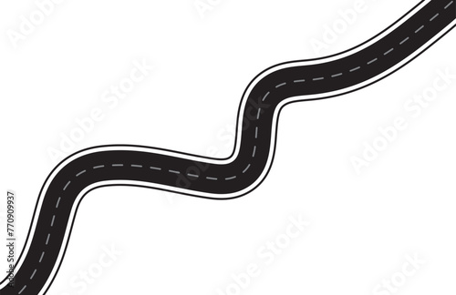 Horizontal asphalt road template. Winding road vector illustration. Seamless highway marking isolated. 11:11