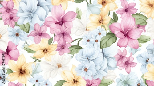 seamless pattern with different kinds of watercolor elements © Amena