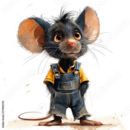 Cute Funny Cartoon Mouse, Illustration for Children Book, Generative AI