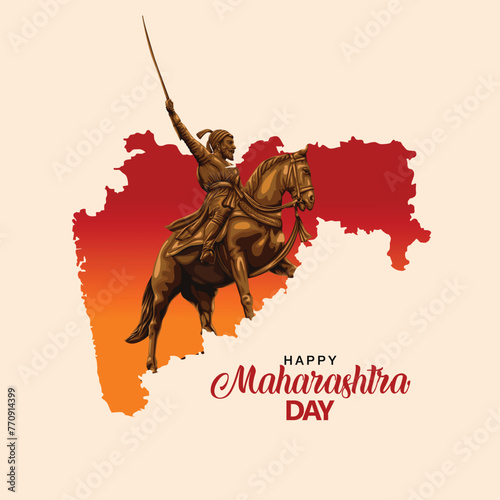 happy Maharashtra Day with Maharashtra map. abstract vector illustration day