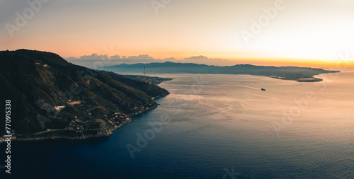 Aerial view of the Strait of Messina