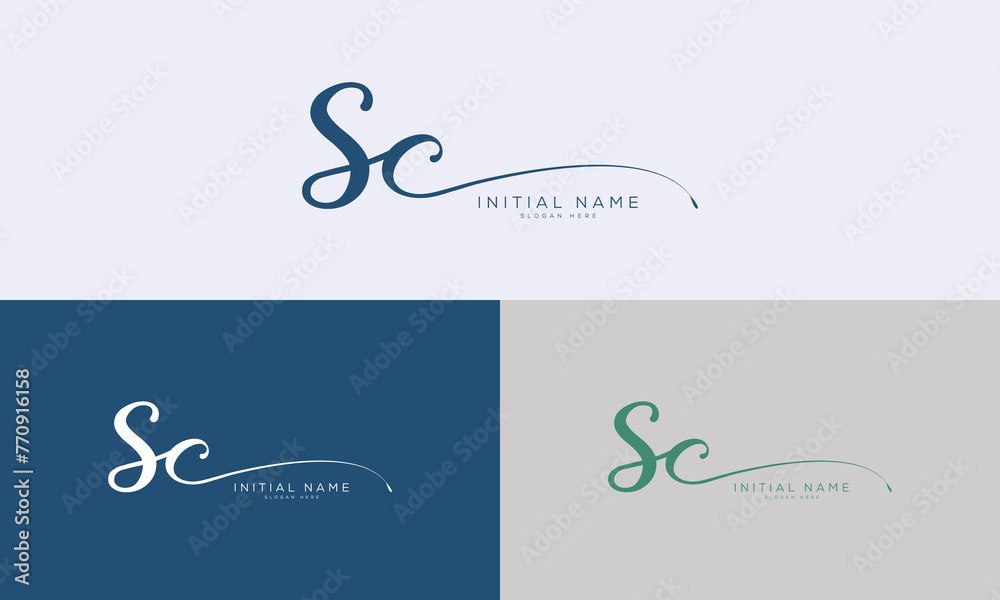Obraz premium Initial logo handwriting logo signature logo design vector template
