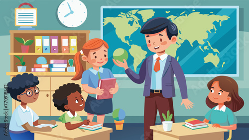 pupils and teacher in classroom school pedagogue