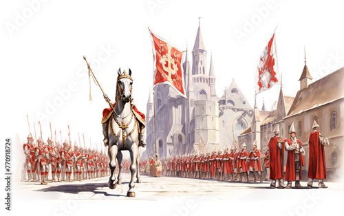 Festive Saint Georges Procession Isolated On Transparent Background PNG.