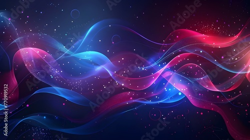 Technology digital wave background concept.Beautiful motion waving dots texture with glowing defocused particles. Cyber or technology background ai generated 