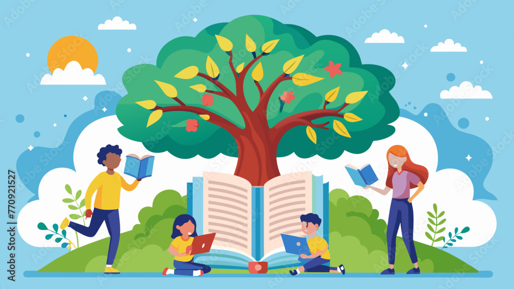tree knowledge logo open book children symbol