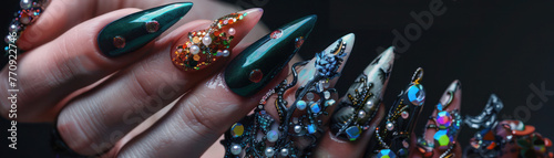 Avant-garde nail art, extreme lengths and intricate designs