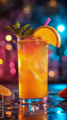 Glass of Orange Juice on Table