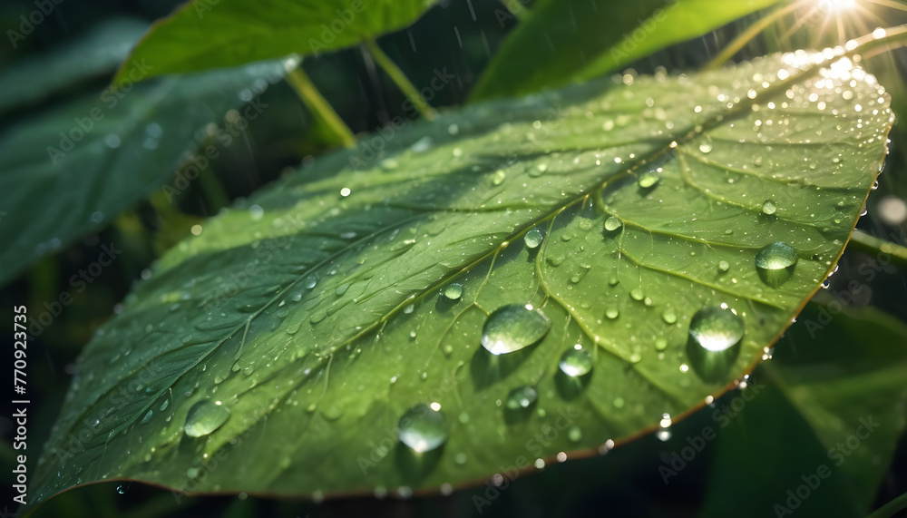 Beautiful leaf texture in nature background rain water on a green Beautiful leaf texture in nature background rain water on a green
