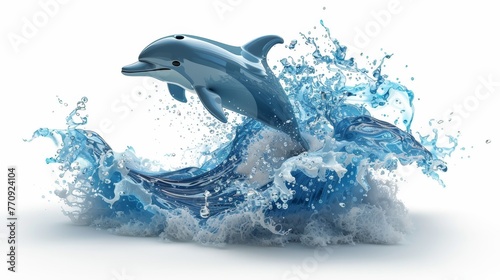 A dolphin is leaping out of the water  creating a splash. Concept of freedom and playfulness  as the dolphin is captured in mid-air  seemingly enjoying the moment