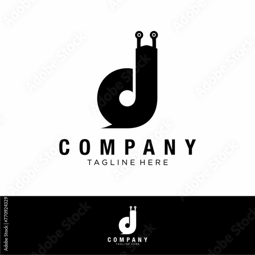 snail logo template vector icon illustration design with letter D shape
