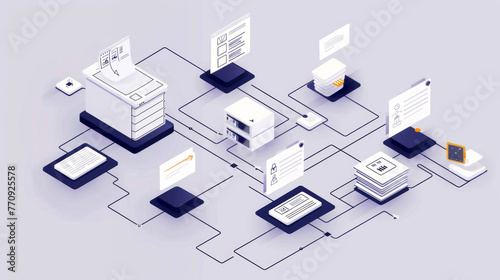 Automated Document Workflow Systems, Depict the efficiency of automated document workflow systems with an image showcasing automated processes such as document routing and approval.  © Edgar Martirosyan