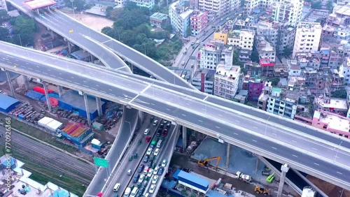A bird's eye view of the bustling Elevated Expressway Bijoy Sarani in Dhaka photo