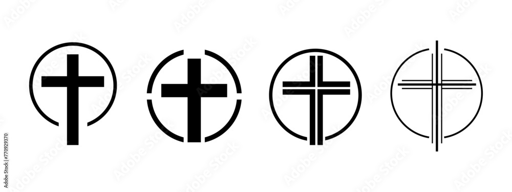 Black crosses vector set isolated on white background. Icons of ...
