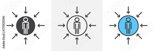 Client-Centric Approach and Focus Icons. Consumer First and Business Strategy Symbols.
