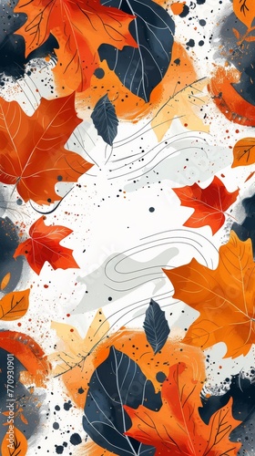 Leaves Painting on White Background