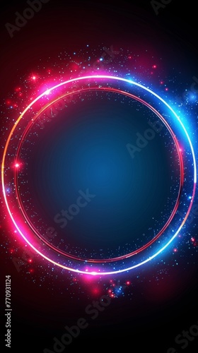 Neon Circular Frame on Dark Background