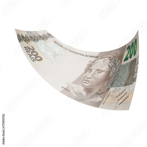 3D Brazilian 200 Reais Banknote: Transparent Background