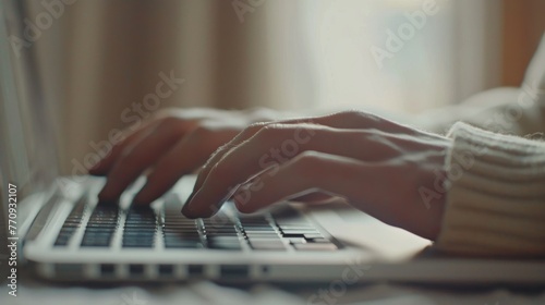Person Typing on Laptop at Desk