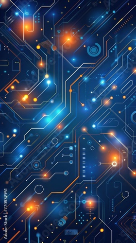 Glowing Computer Circuit Board