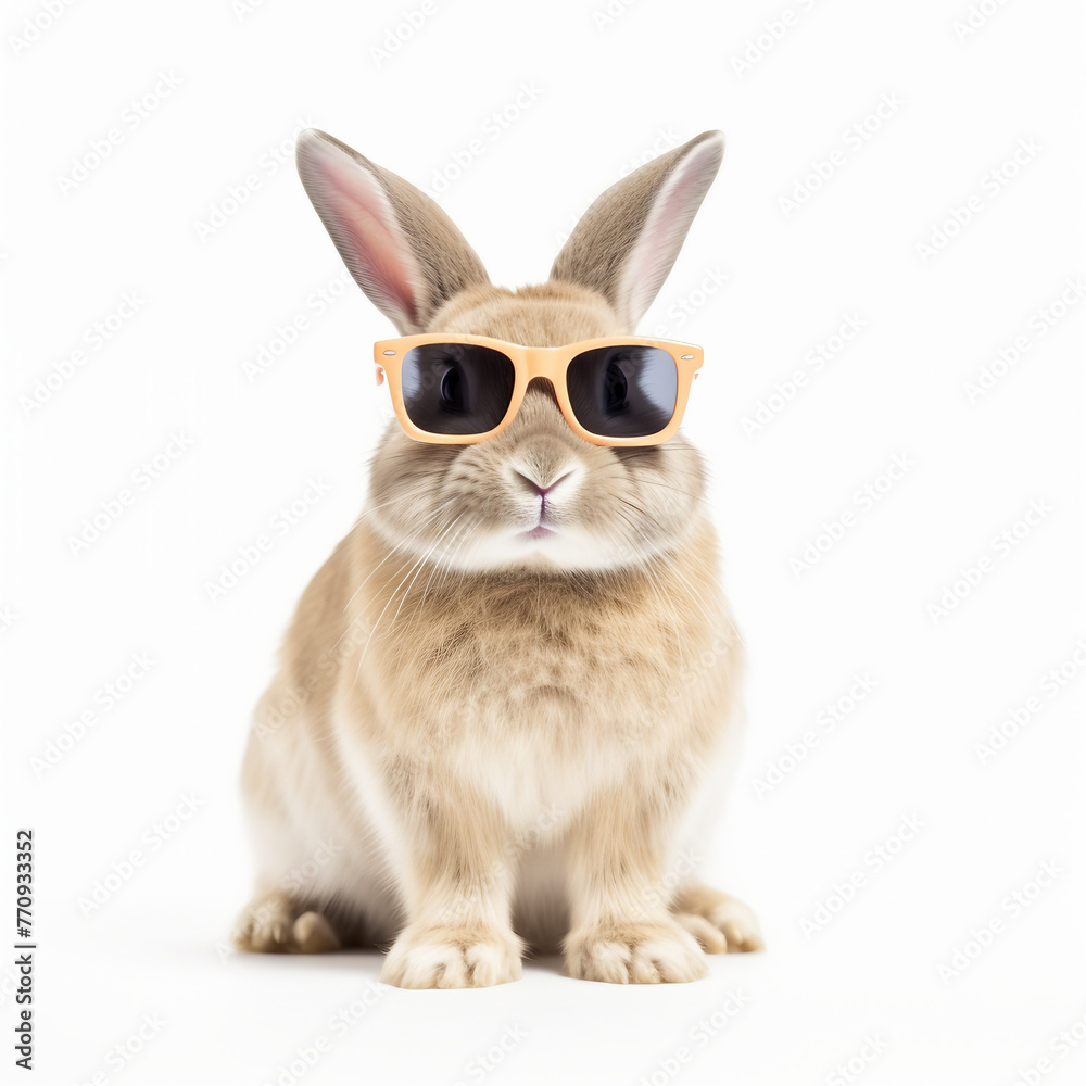 Cute funny bunny wearing sunglasses