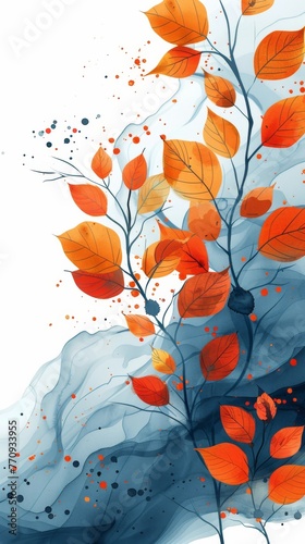 Leaves Painting on White Background