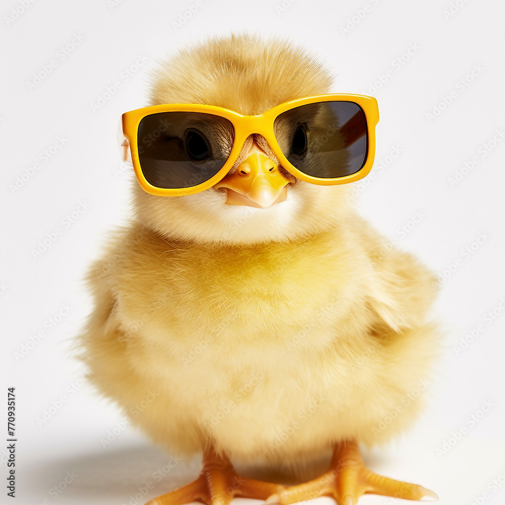 Cute funny chick wearing sunglasses