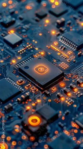 Glowing Computer Circuit Board