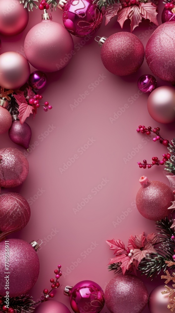 Group of Blue and Red Ornaments on Pink Background Group of Blue and Red Ornaments on Pink Background