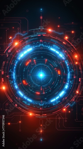Neon Circular Frame on Dark Background