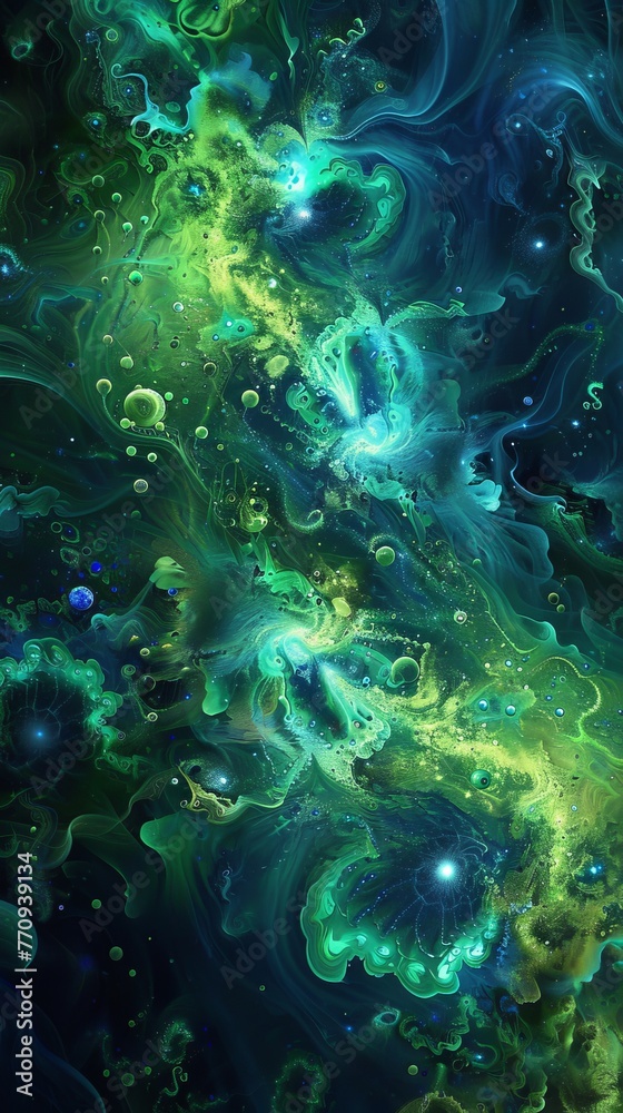 Obraz premium Explosive waves of cosmic energy. Abstract colored background.