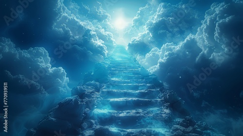 Stairway Ascending Into Clouds