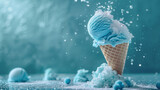 Blue Ice cream sweet dessert - summer concept
