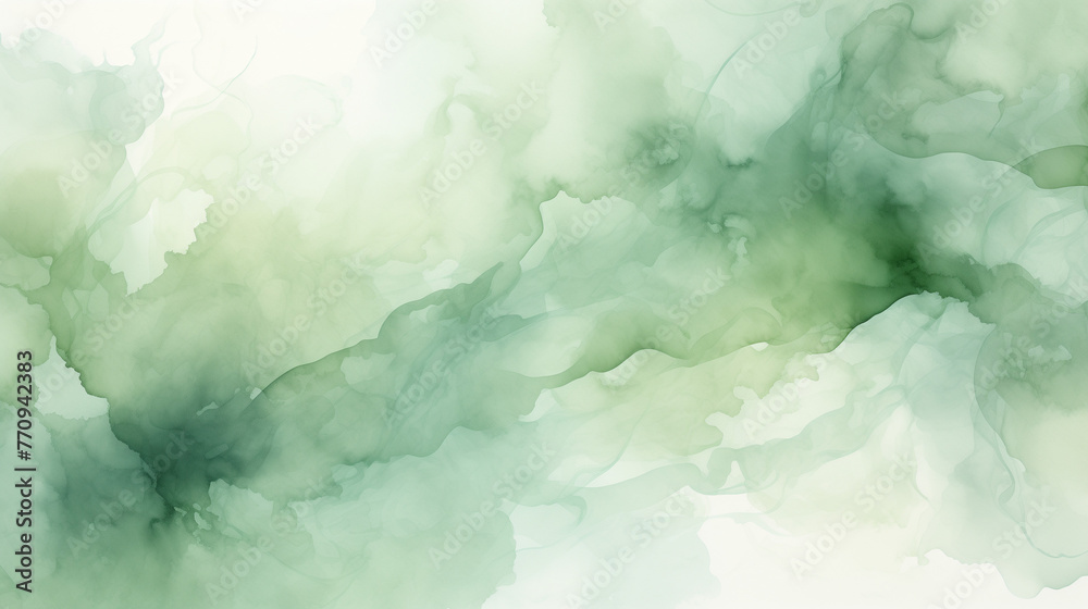 Green watercolor marbelling effect background banner