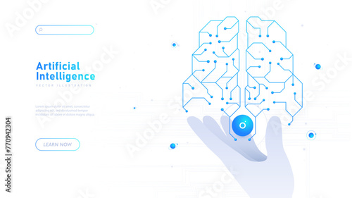 Artificial intelligence white poster vector